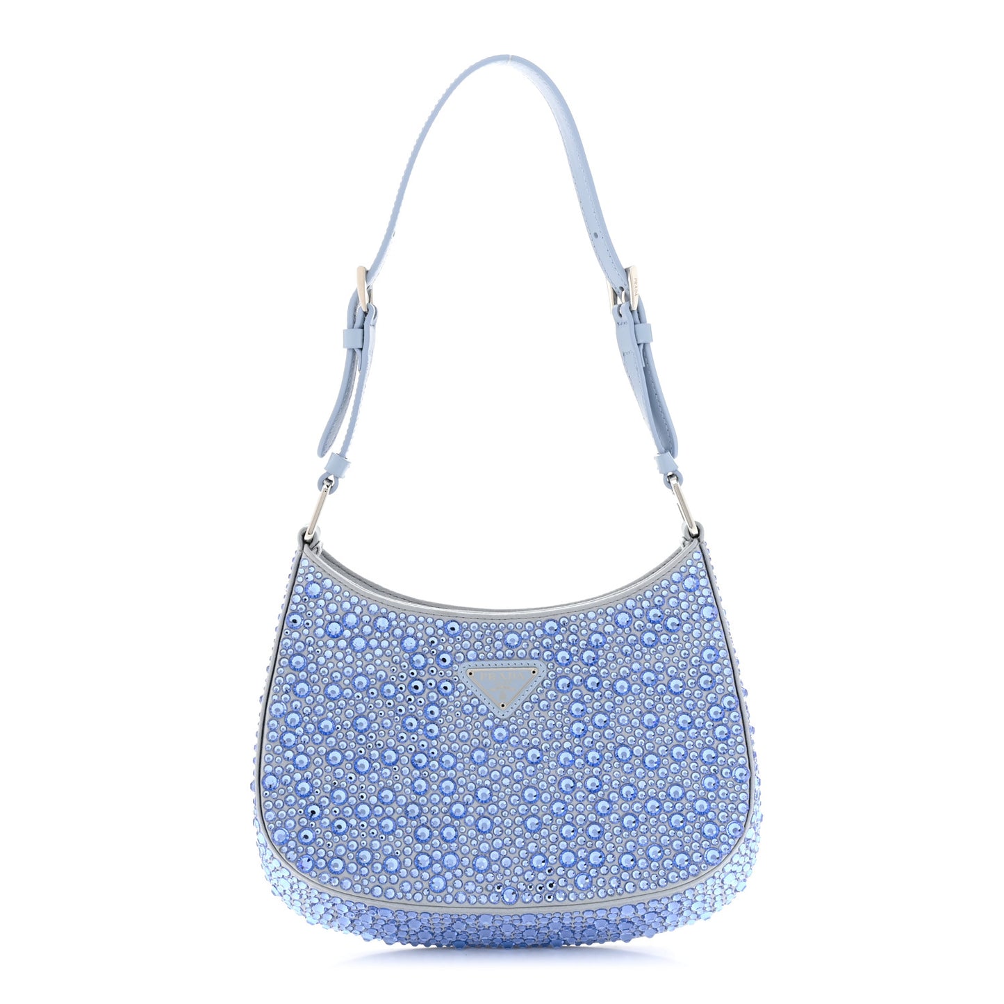 Satin Crystal Cleo Adjustable Strap Shoulder Bag Celeste