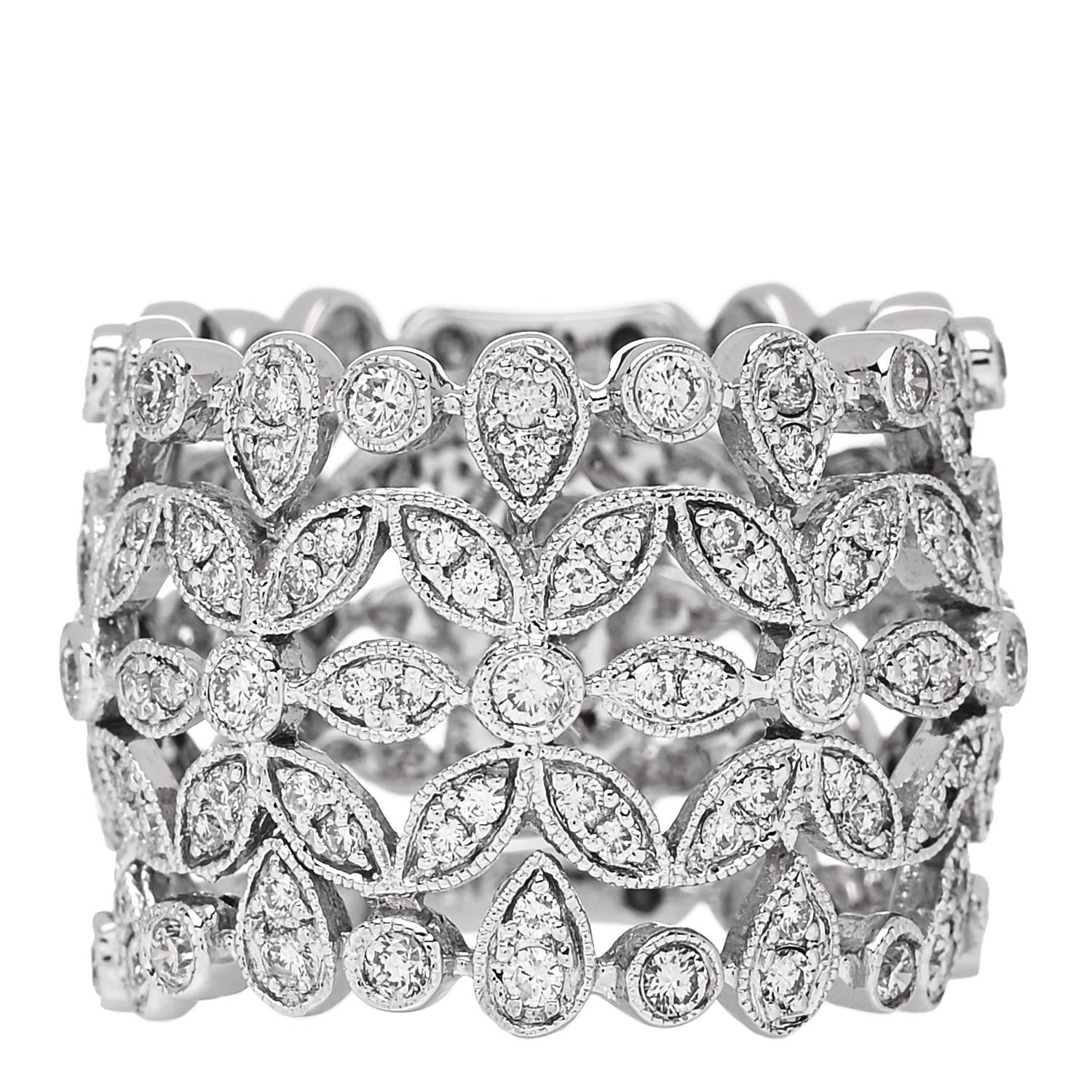 Parker & West by FASHIONPHILE 18K White Gold Diamond 1.23ctw Floral Ring  54 7 1 of 10