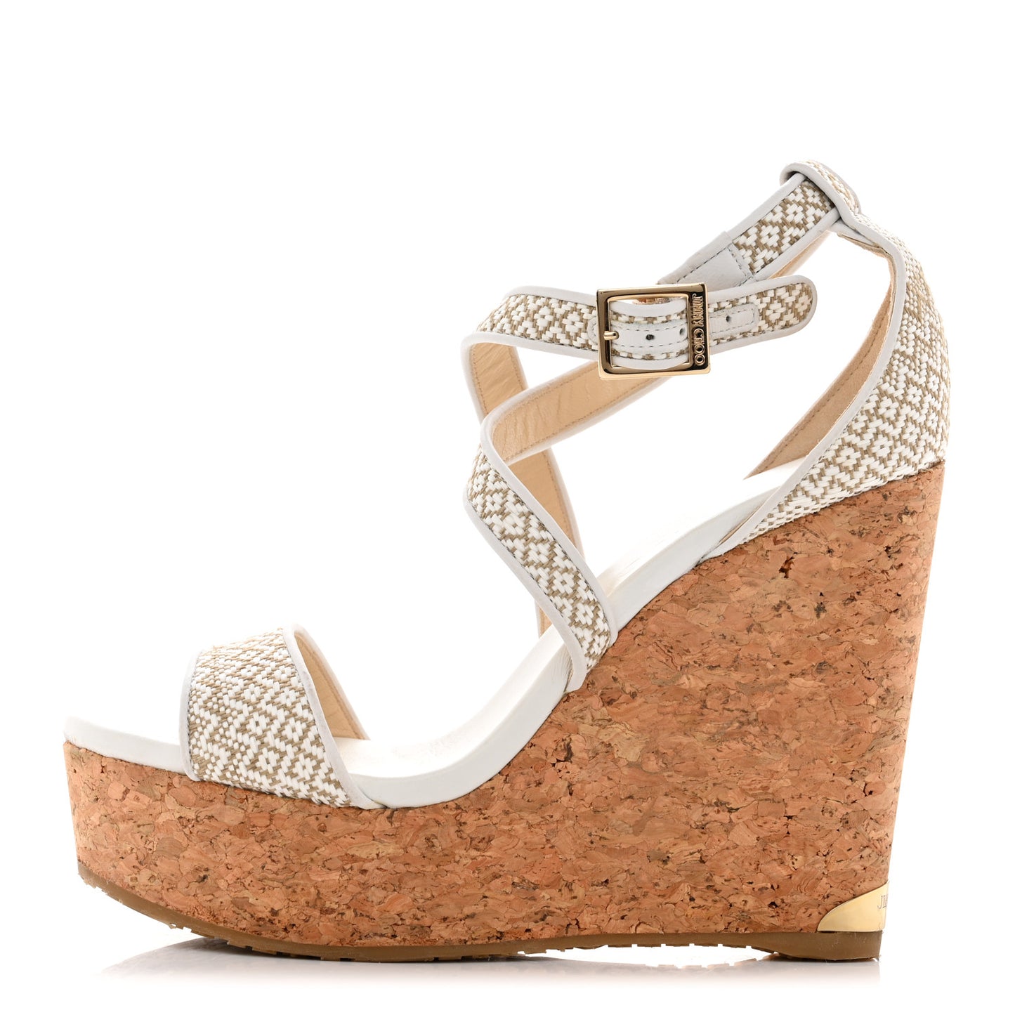 Fabric Cork Portia 120 Wedge Sandals 37 White Marble
