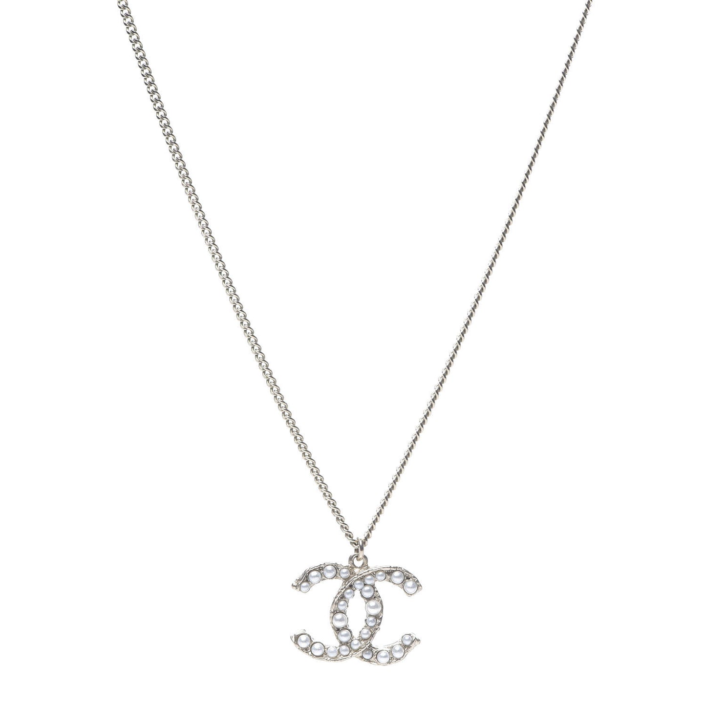 Pearl CC Pendant Necklace Gold