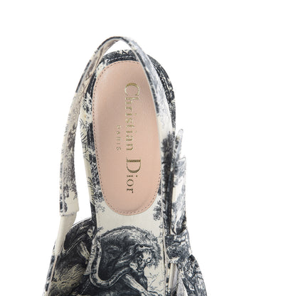Christian Dior Toile De Jouy Sweet D Slingback Pumps 39.5 Off White Black 6 of 9