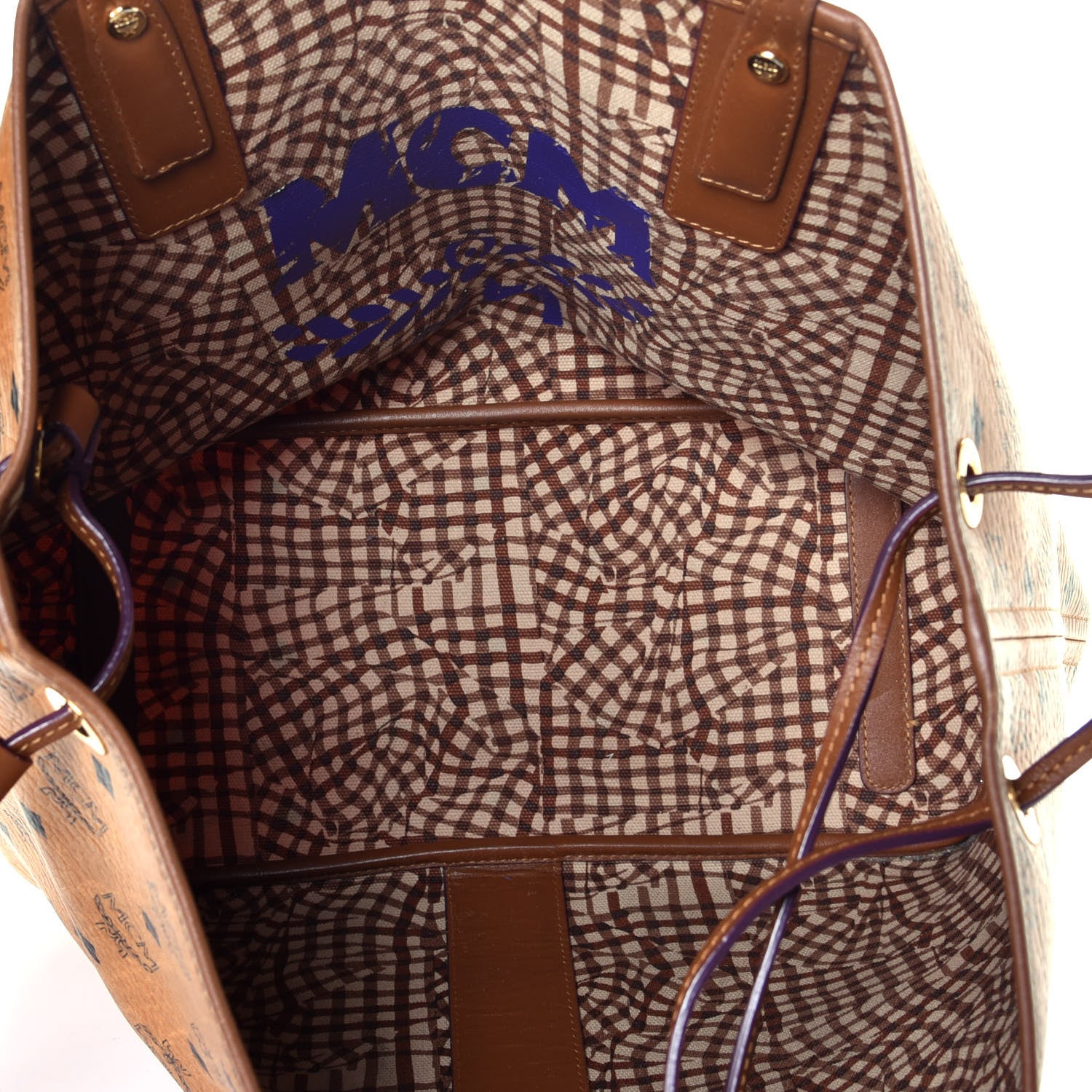 MCM Visetos Medium Liz Reversible Shopper Tote Cognac 8 of 16