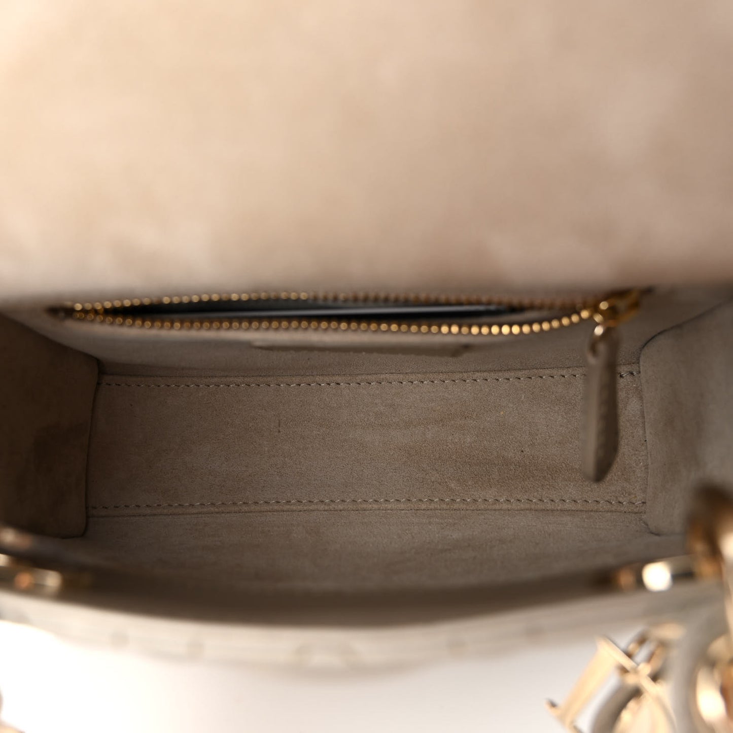 Metallic Lambskin Cannage Mini Lady Dior Gold