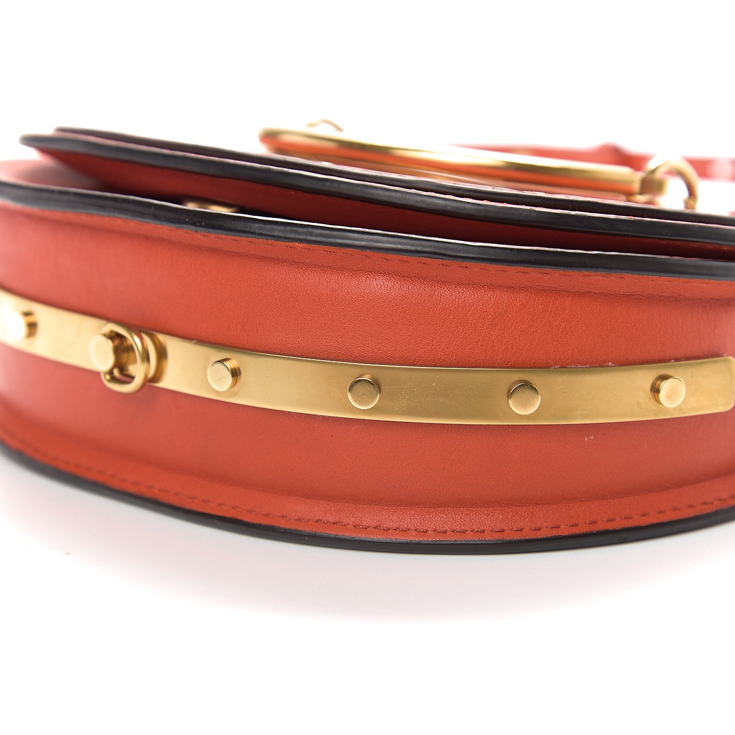 Calfskin Small Nile Bracelet Minaudiere Bag Sepia Red