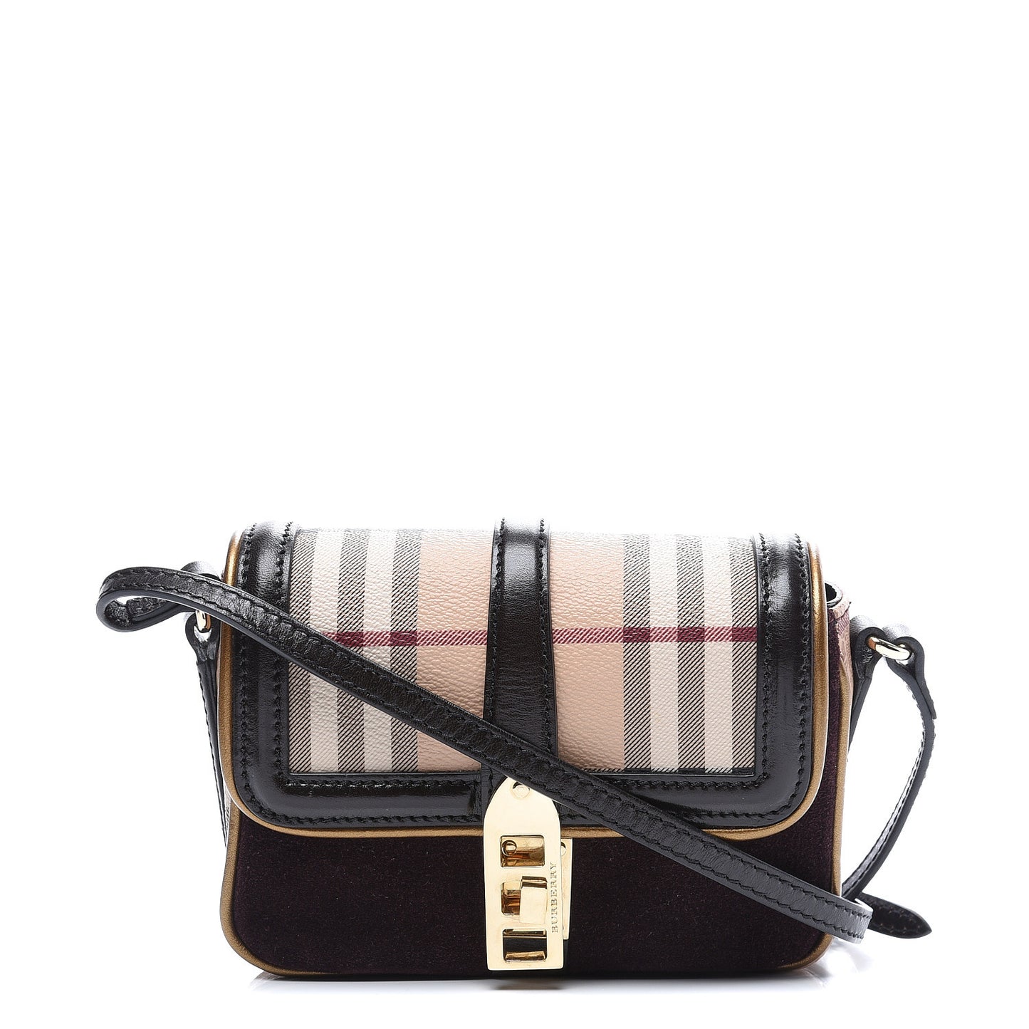 Haymarket Check Suede Mini Berkeley Crossbody Burgundy