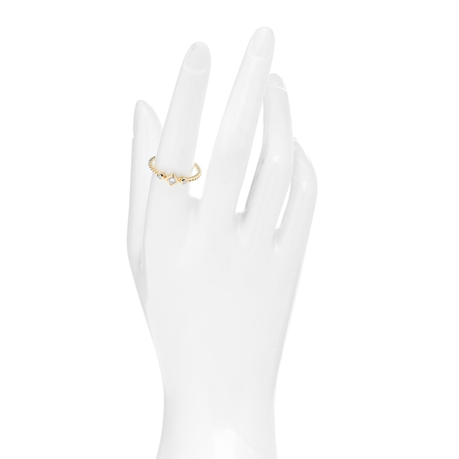 David Yurman 18K Yellow Gold Diamond Petite Princess Cut Band Ring 57 8 2 of 5