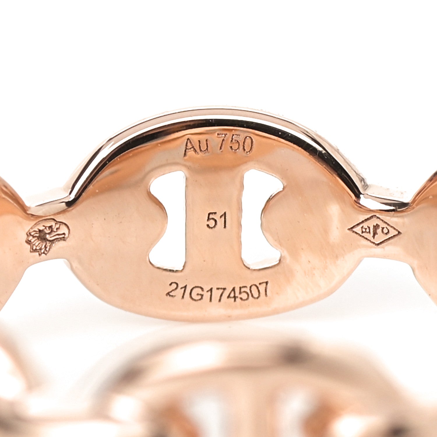 Hermes 18K Rose Gold PM Chaine D'Ancre Enchainee Ring 51 5.75 5 of 6