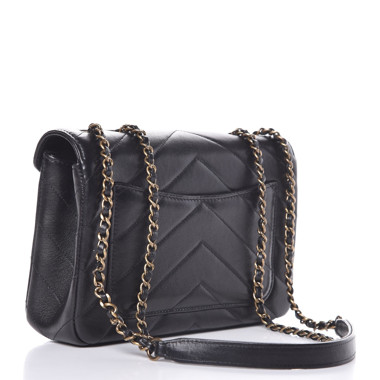 Chanel Lambskin Chevron Quilted Medium Coco Envelope Flap Black 3 of 10