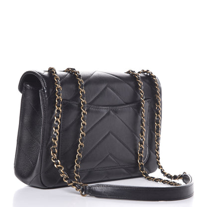 Chanel Lambskin Chevron Quilted Medium Coco Envelope Flap Black 3 of 10