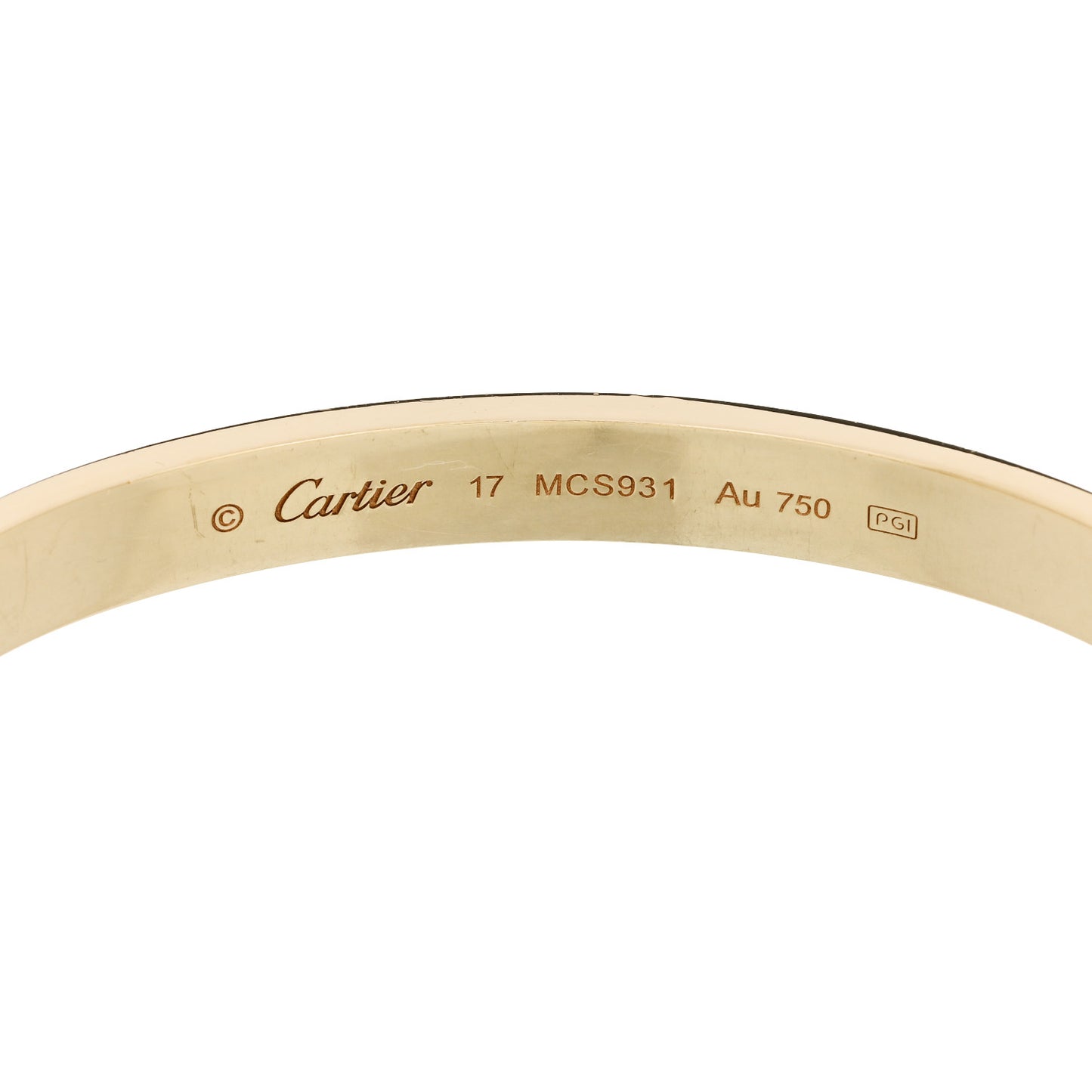 18K Yellow Gold LOVE Bracelet 17