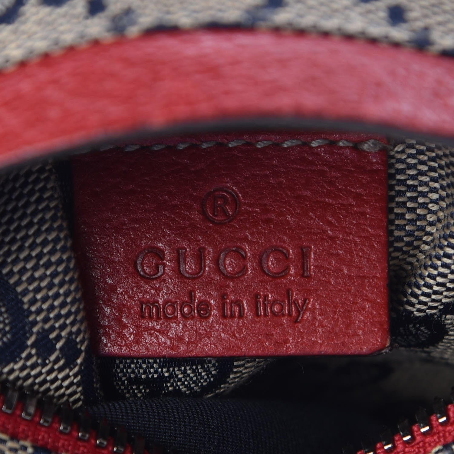 Gucci GG Monogram Web Double Pocket Belt Bag Navy Red 6 of 7