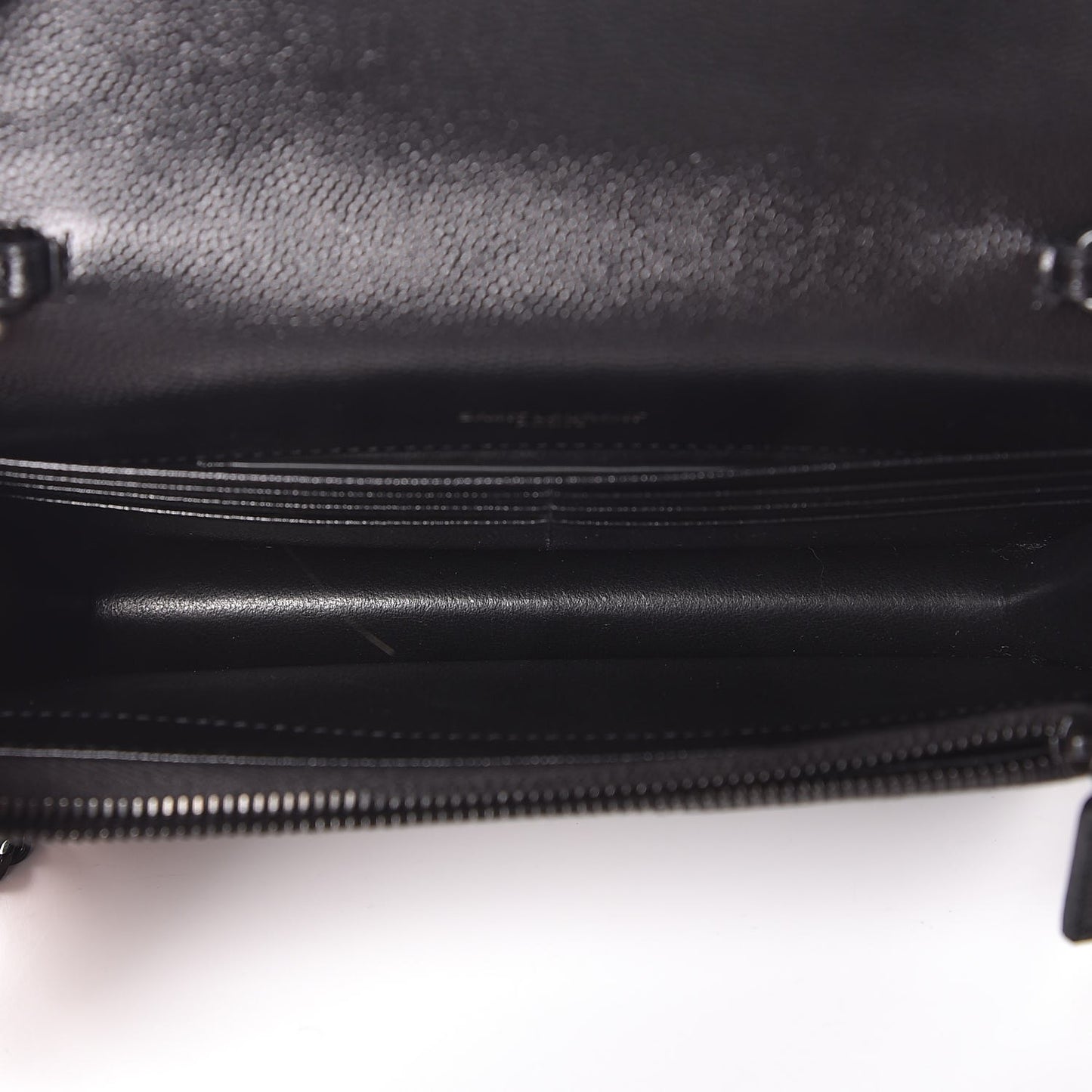 Grain De Poudre Matelasse Chevron Monogram Envelope Chain Wallet Black