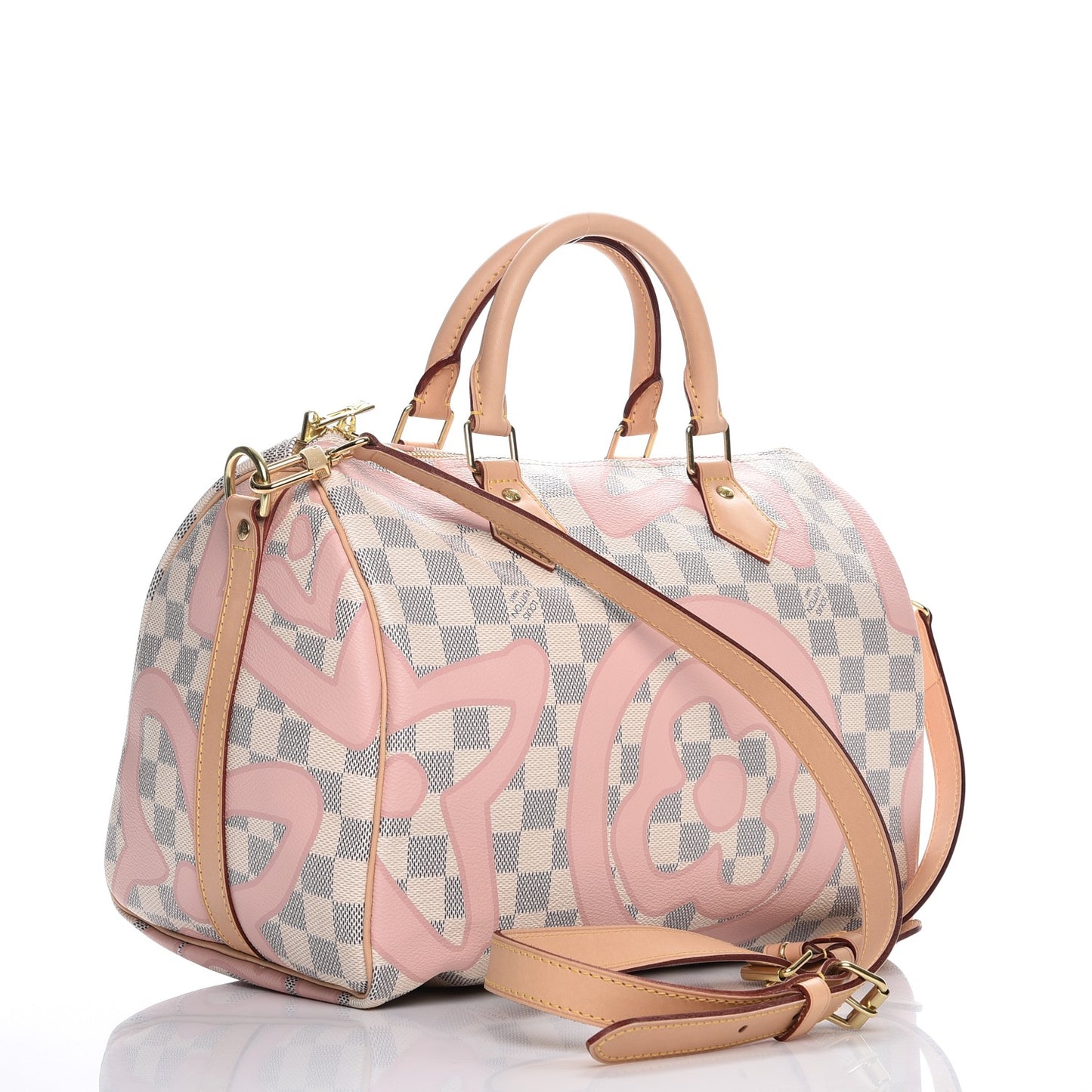 Damier Azur Tahitienne Speedy Bandouliere 30 Rose Ballerine