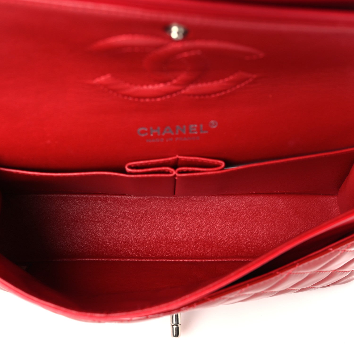 Chanel Patent Calfskin Quilted Medium Double Flap Dark Red 5 of 9