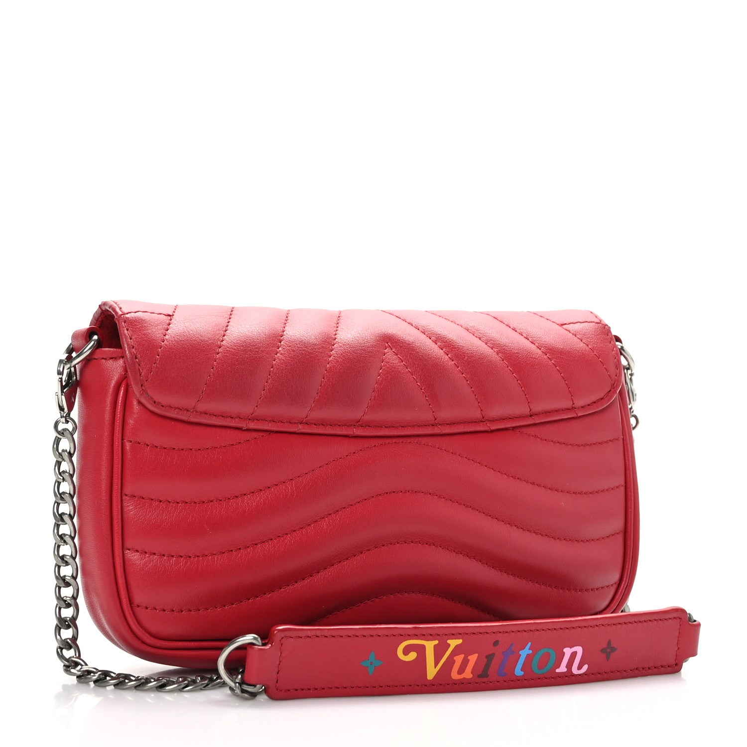 Louis Vuitton Calfskin New Wave Chain Pochette Scarlet 3 of 8