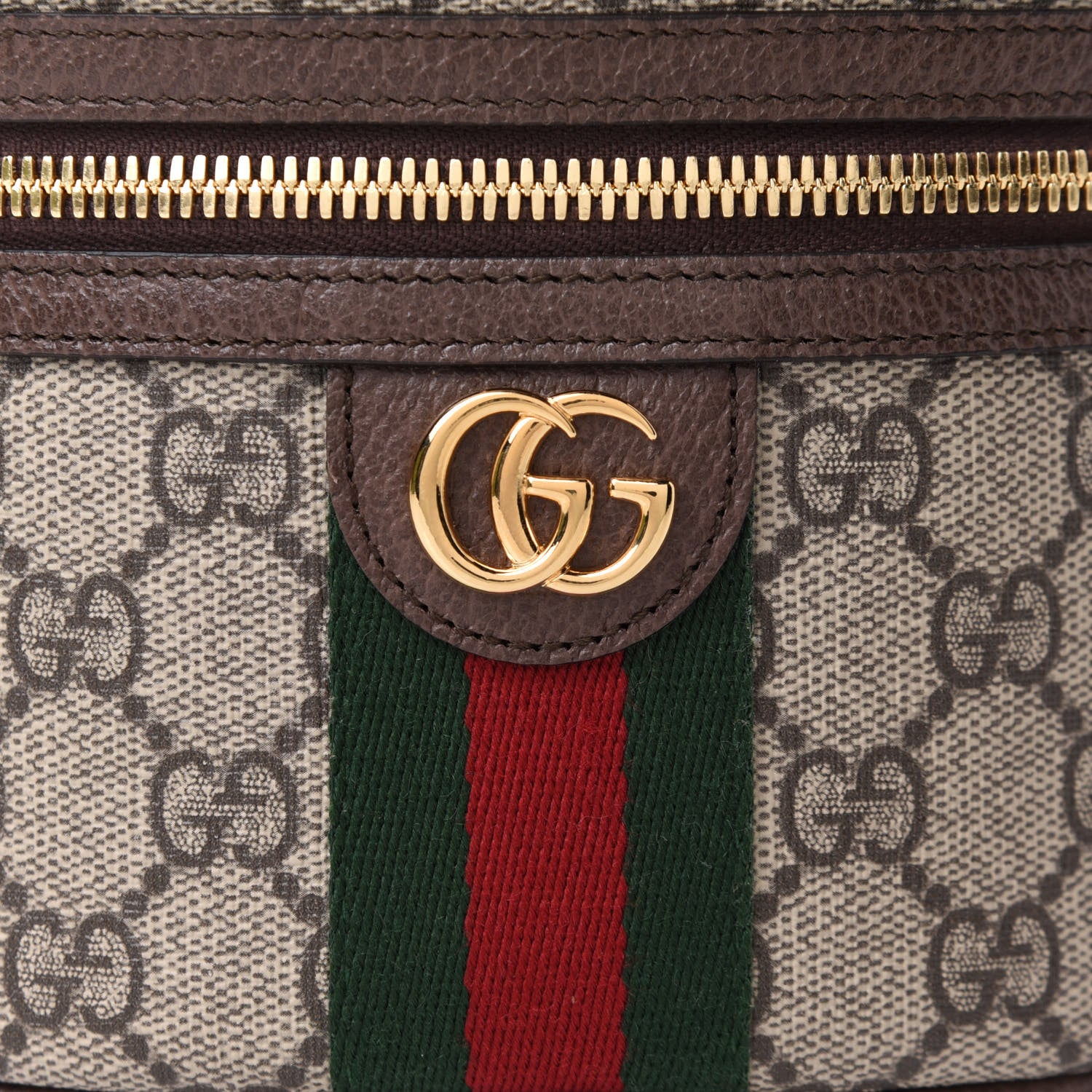 Gucci GG Supreme Monogram Textured Calfskin Web Ophidia Vanity Cosmetic Case Beige Ebony New Acero 8 of 11