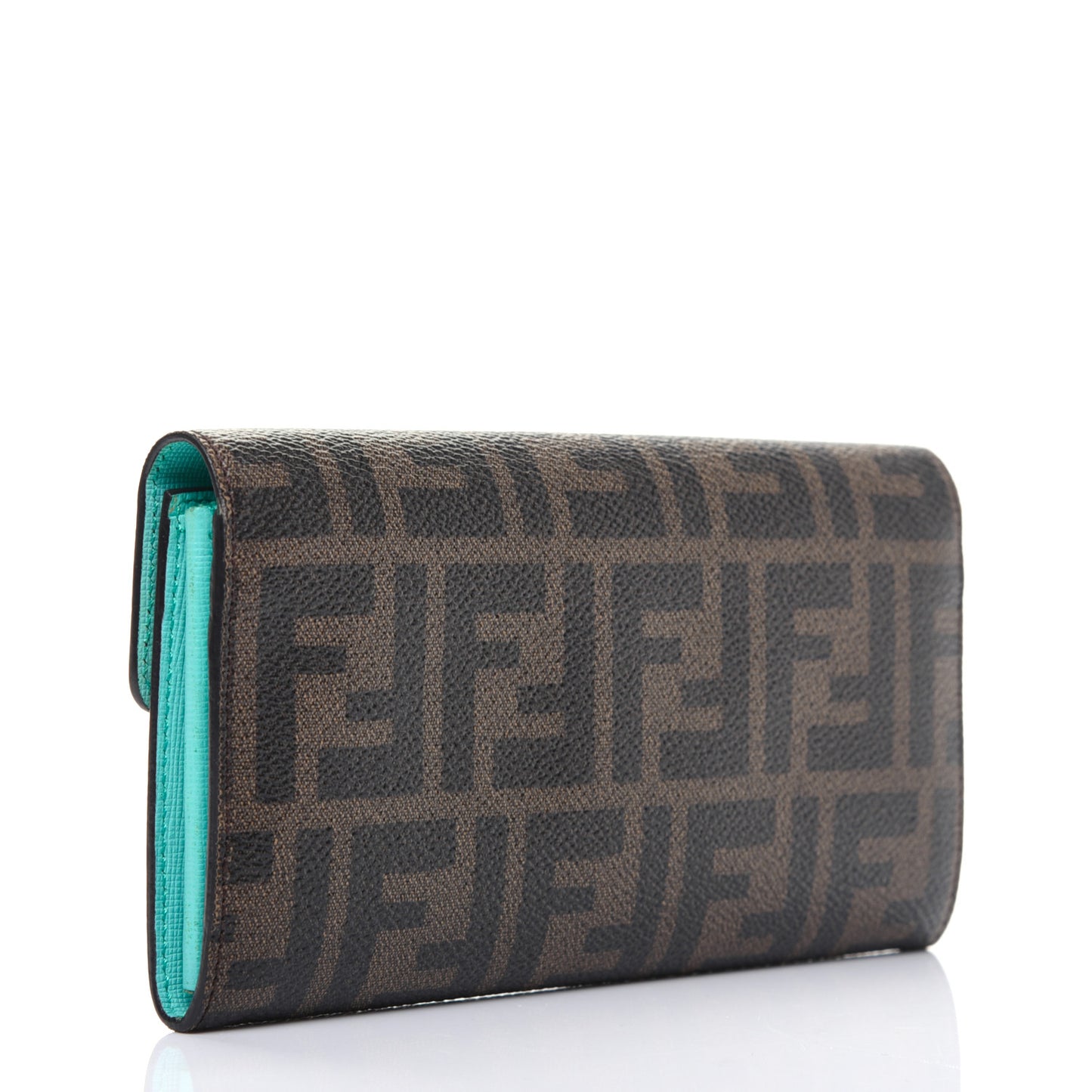 Zucca Spalmati Vitello Elite Simply Continental Wallet Tobacco Turchese