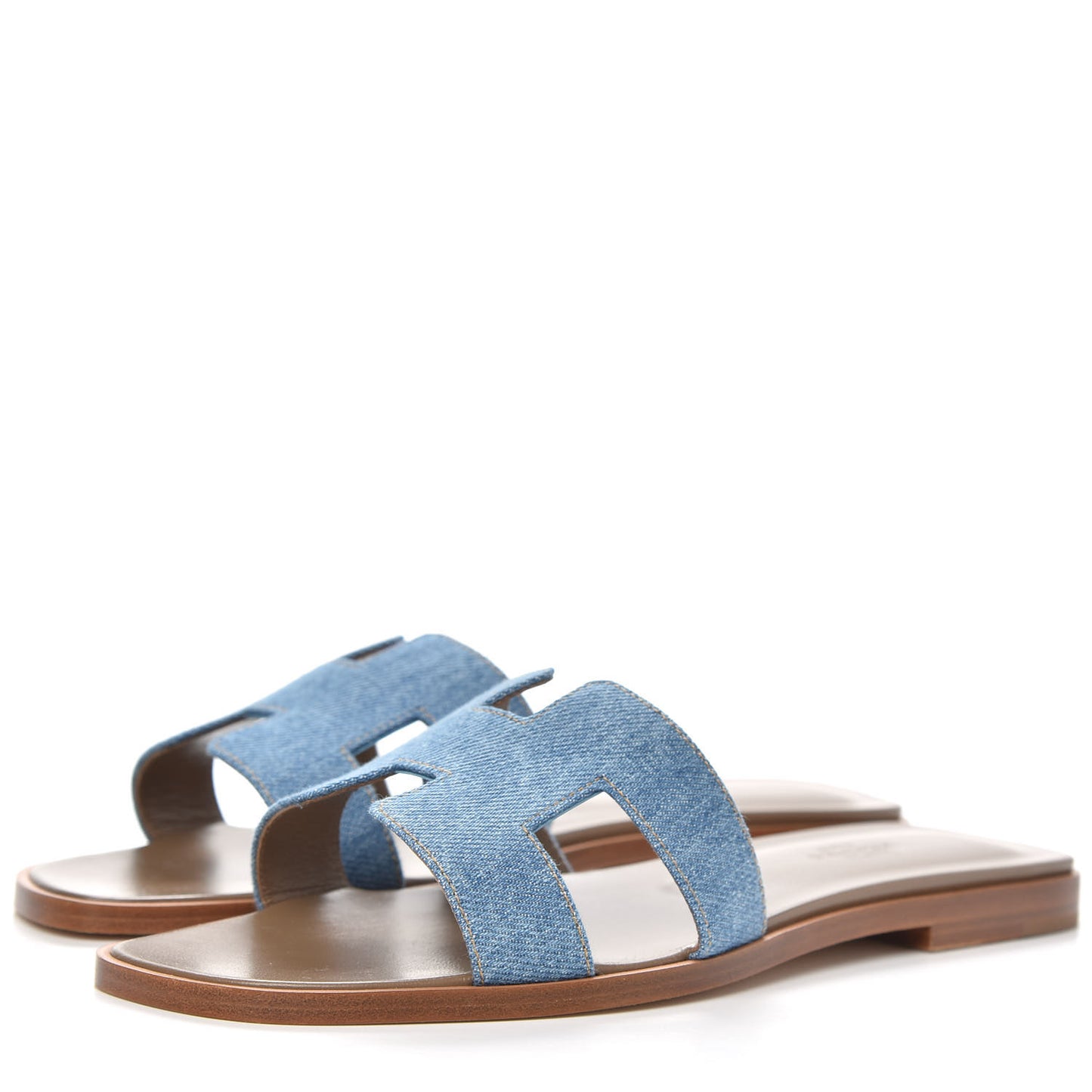 Denim Canvas Oran Sandals 37 Bleu Clair