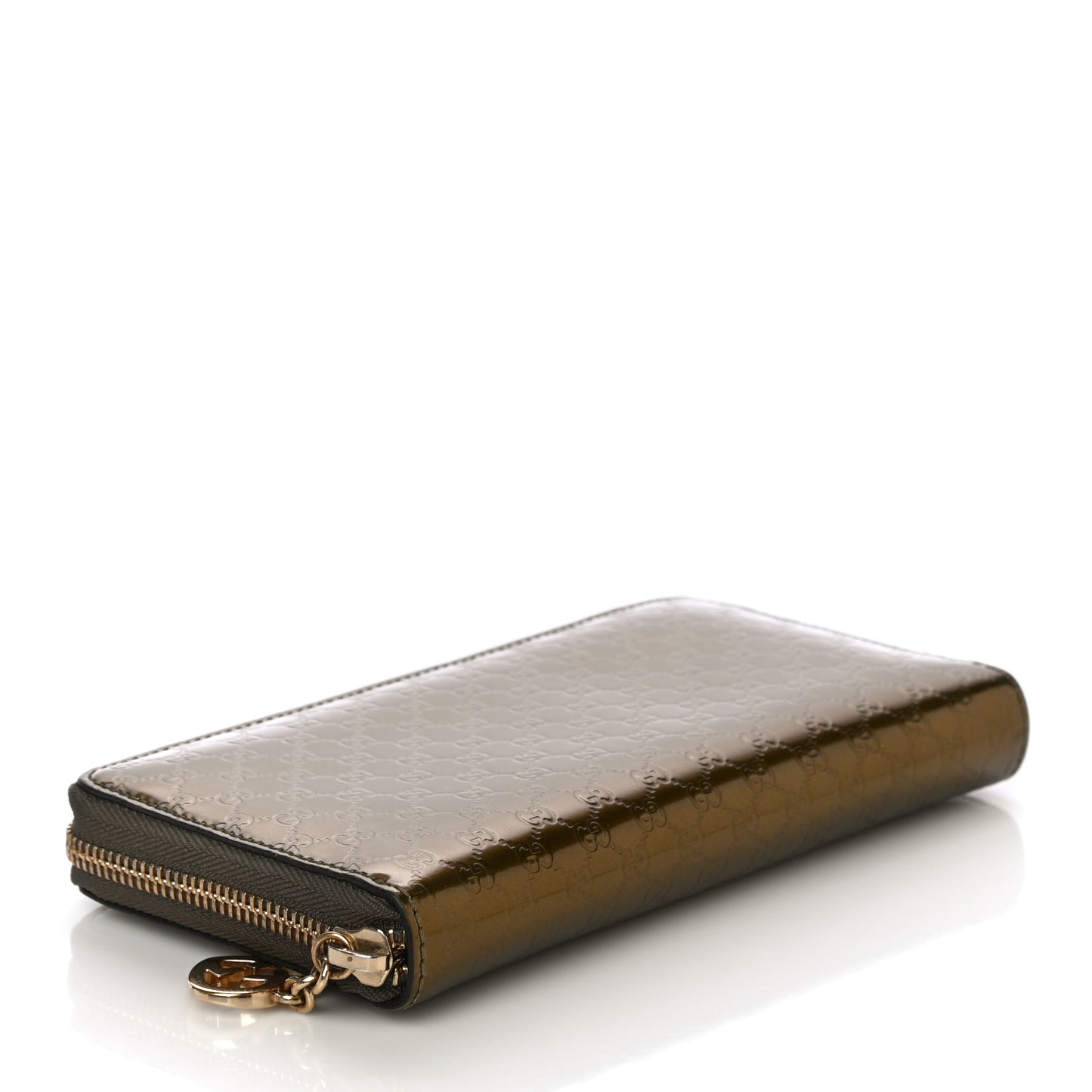 Shine Microguccissima Lovely Heart Zip Around Wallet Gold