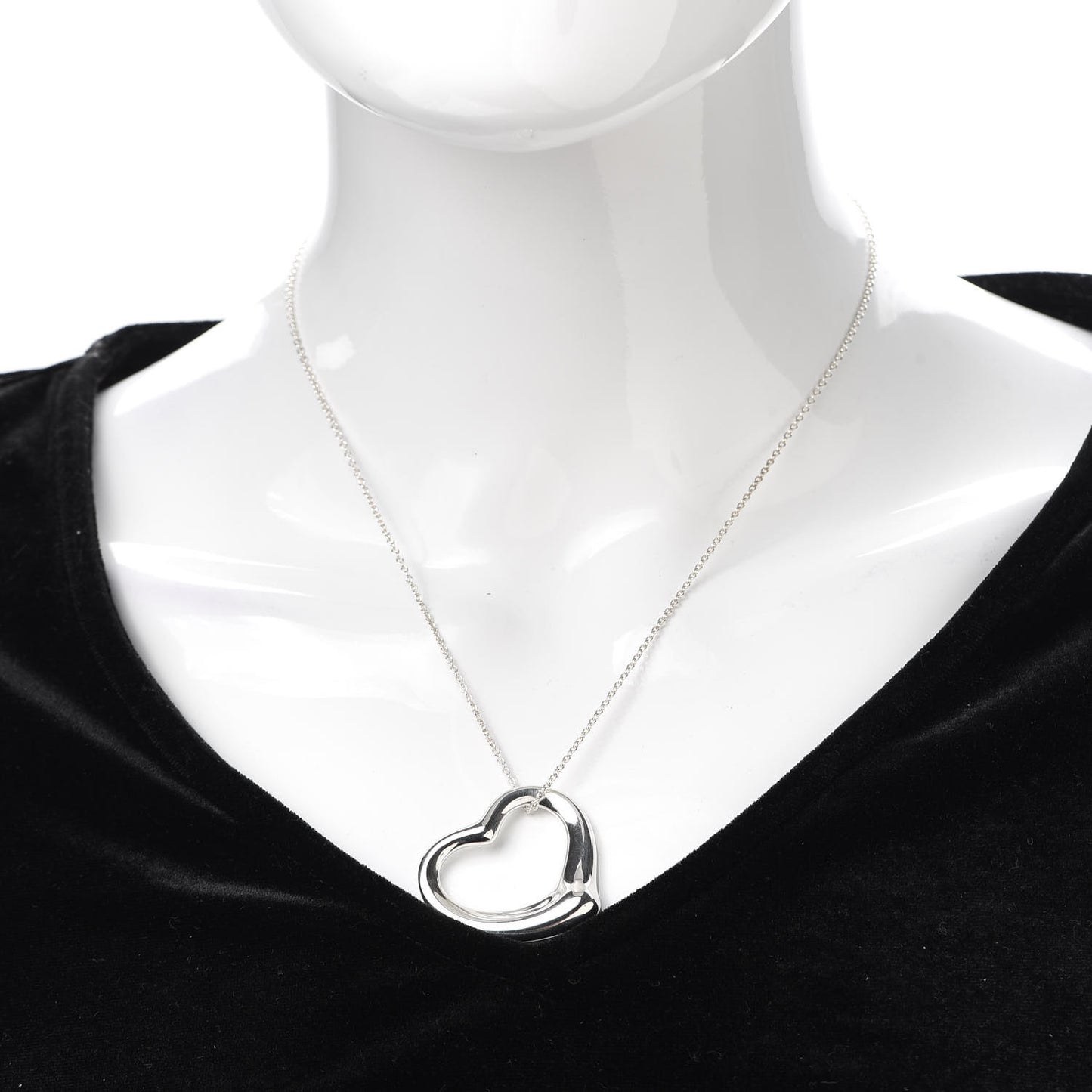 Sterling Silver 36mm Elsa Peretti Open Heart Pendant Necklace