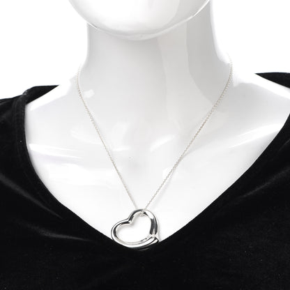 Tiffany Sterling Silver 36mm Elsa Peretti Open Heart Pendant Necklace 2 of 5