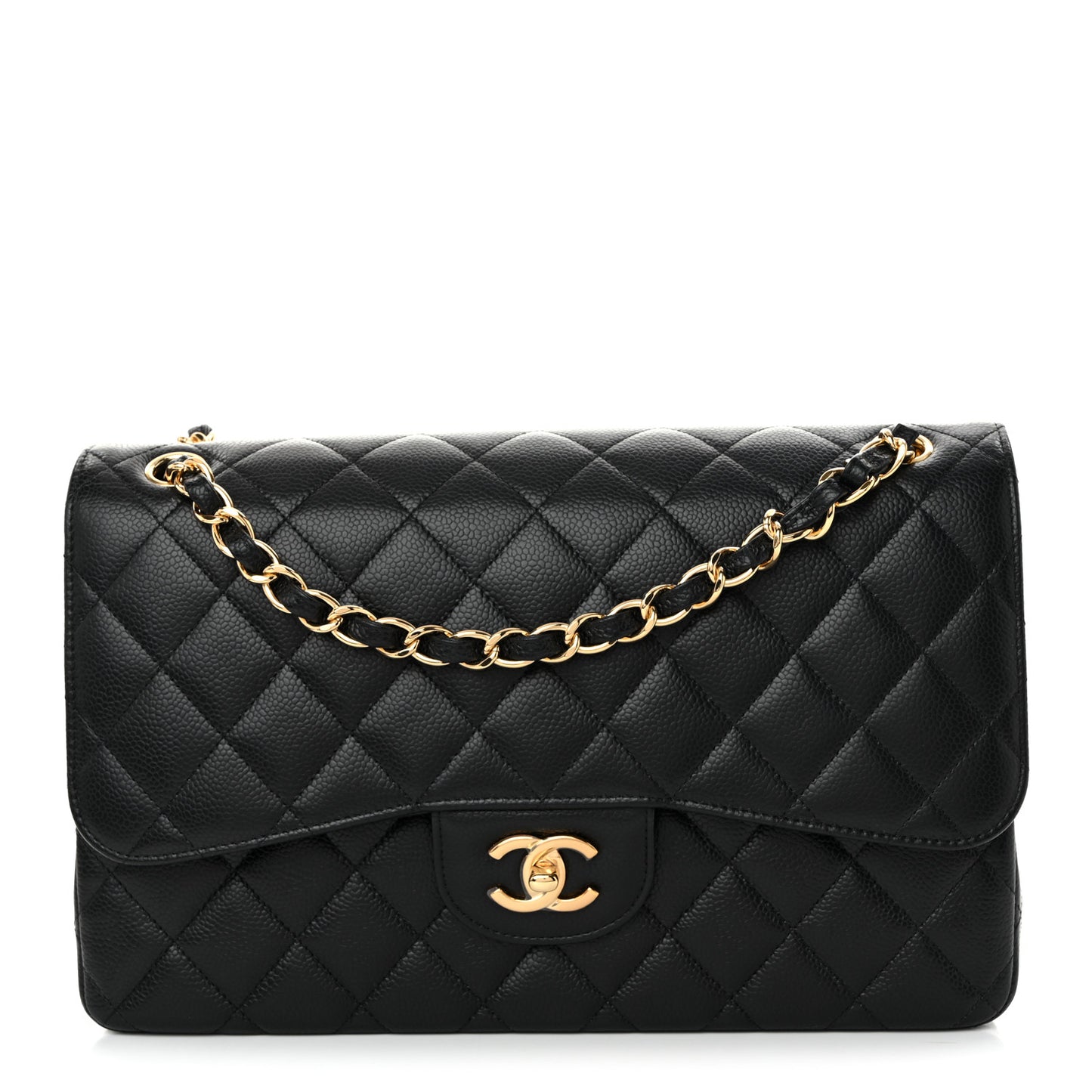 Caviar Quilted Jumbo Double Flap Black