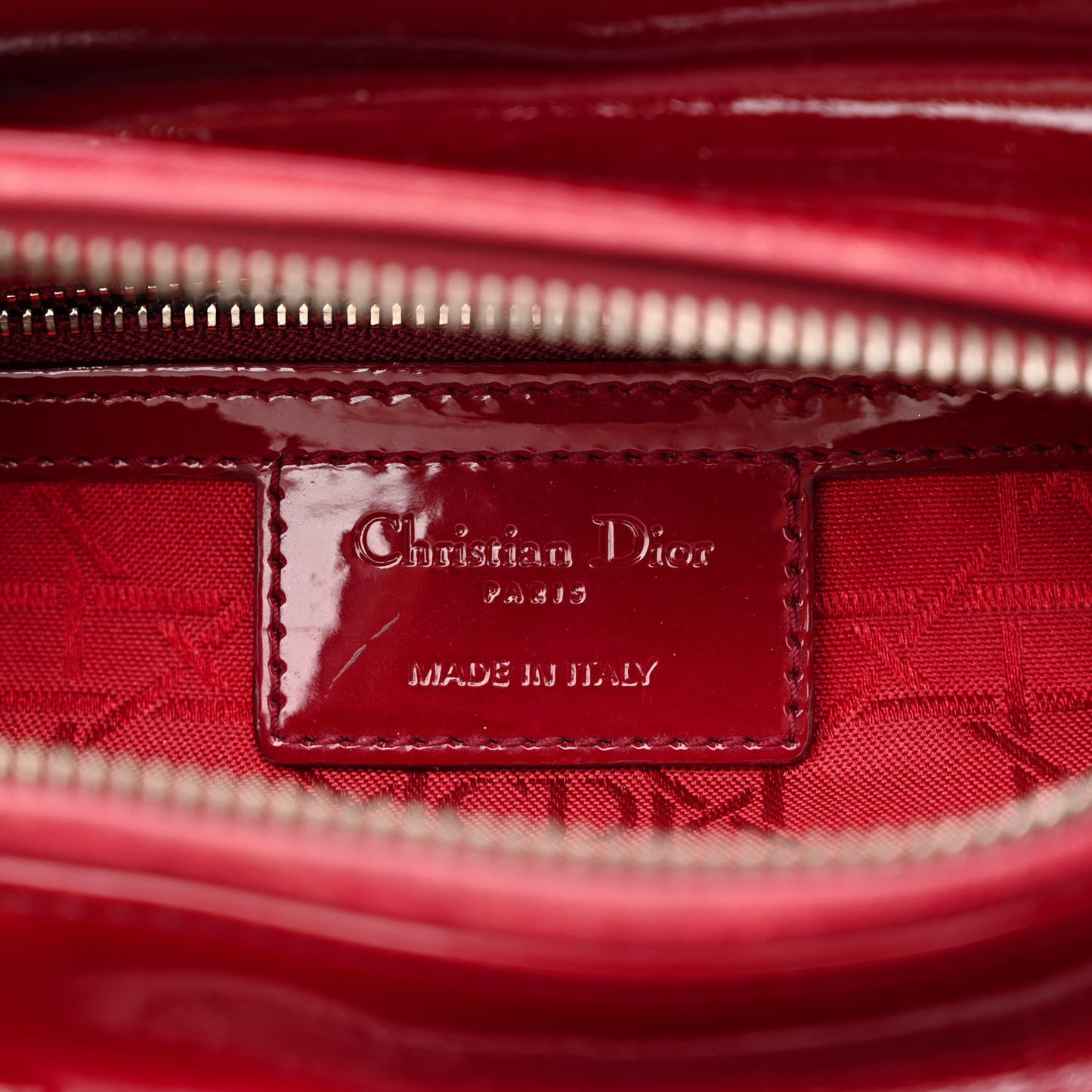 Patent Cannage Medium Lady Dior Red