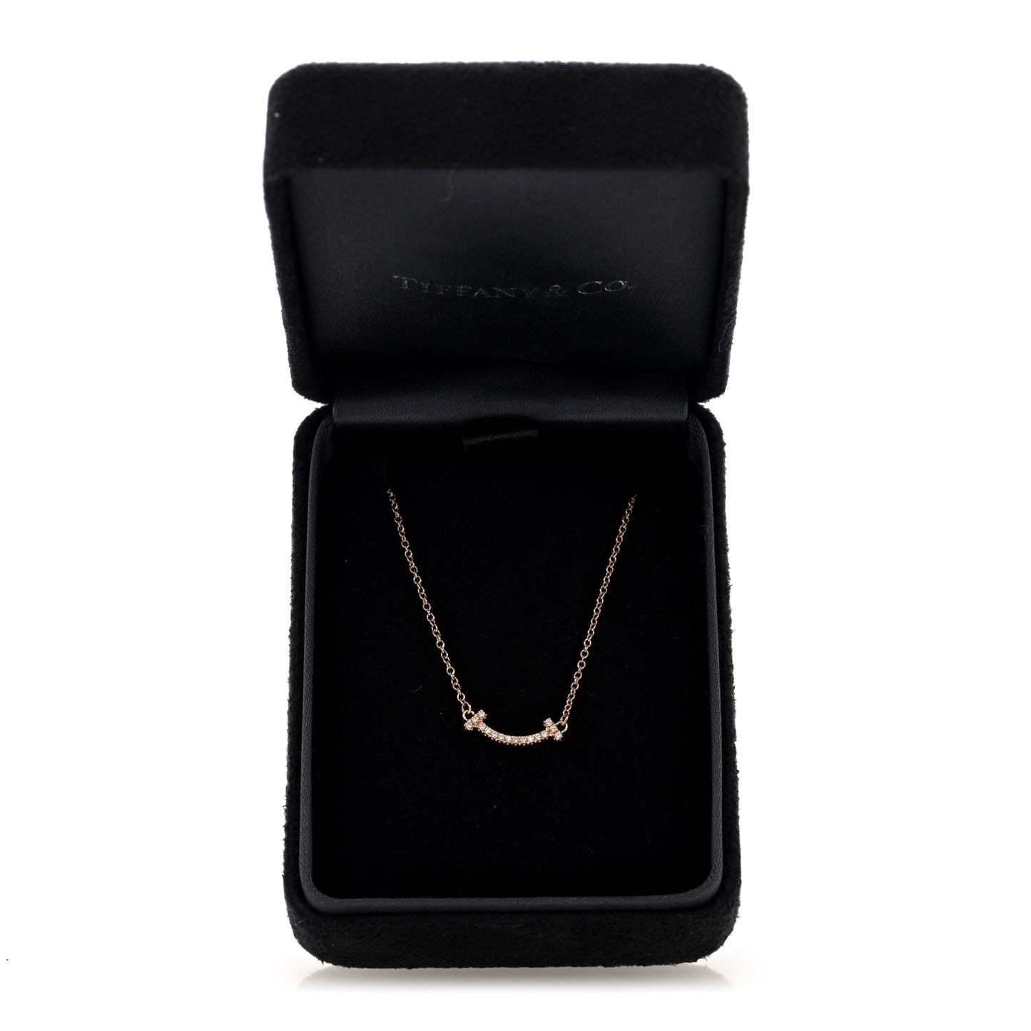 18K Rose Gold Diamond Mini T Smile Pendant Necklace