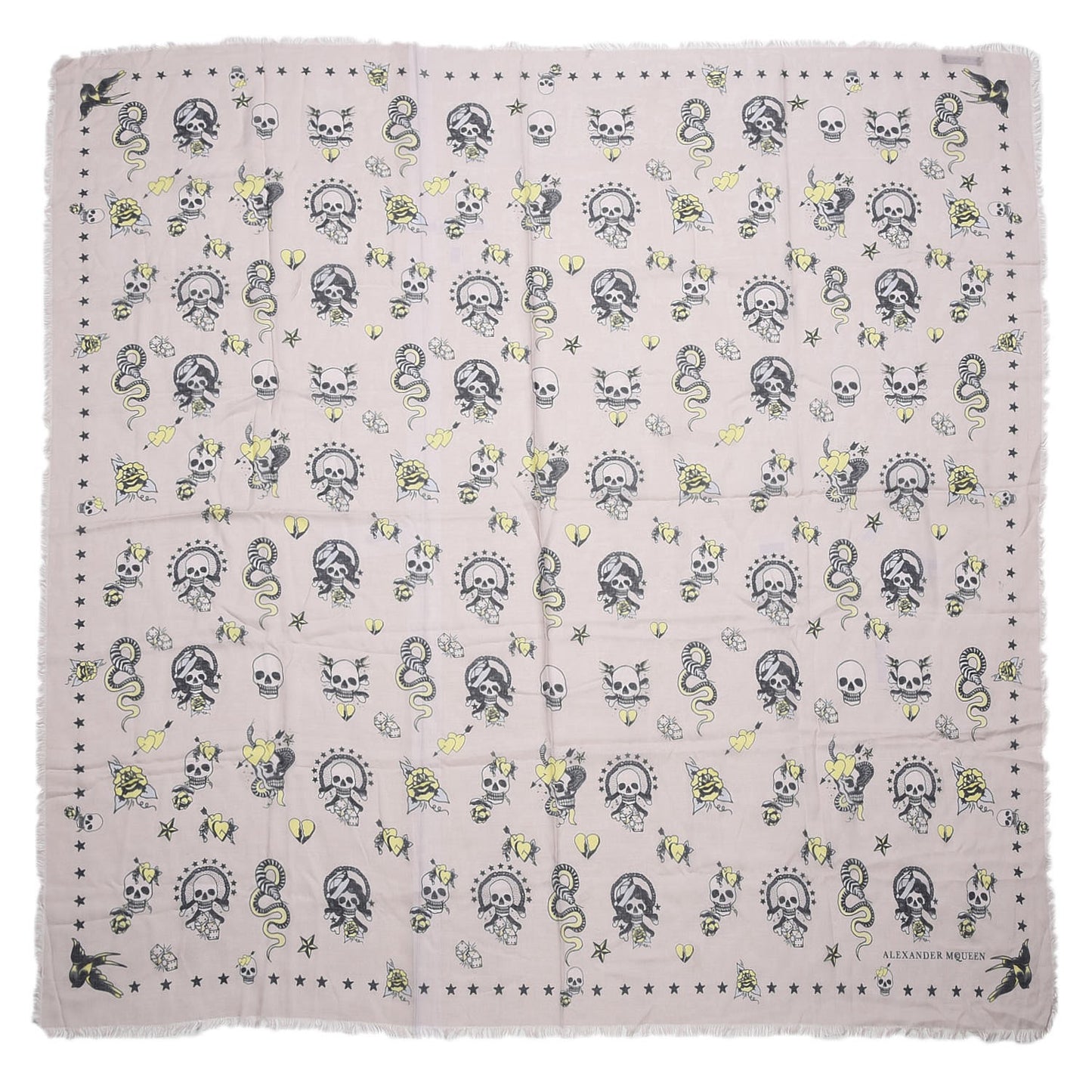 Modal Silk Flower Skull Scarf Pink