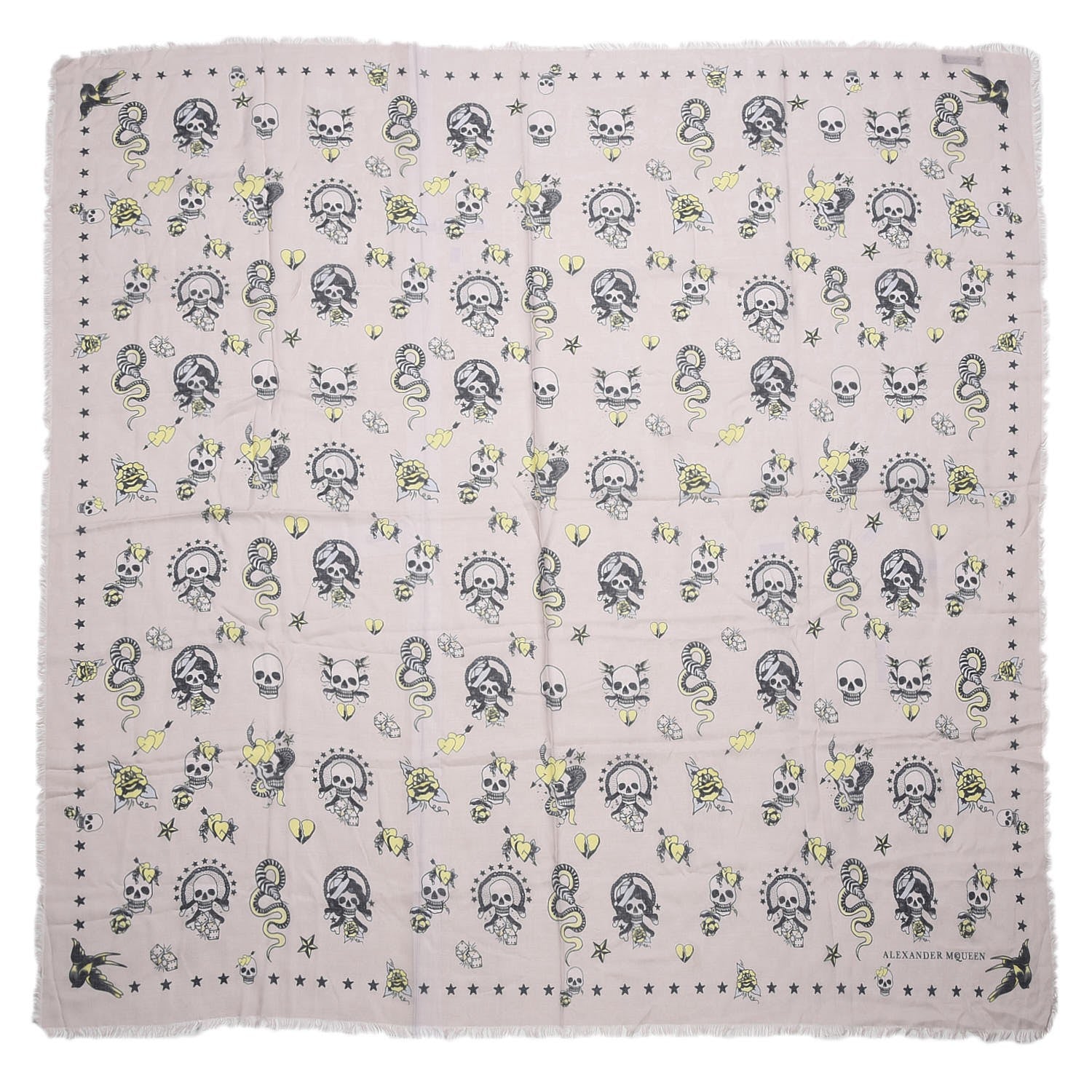 Alexander McQueen Modal Silk Flower Skull Scarf Pink 3 of 5