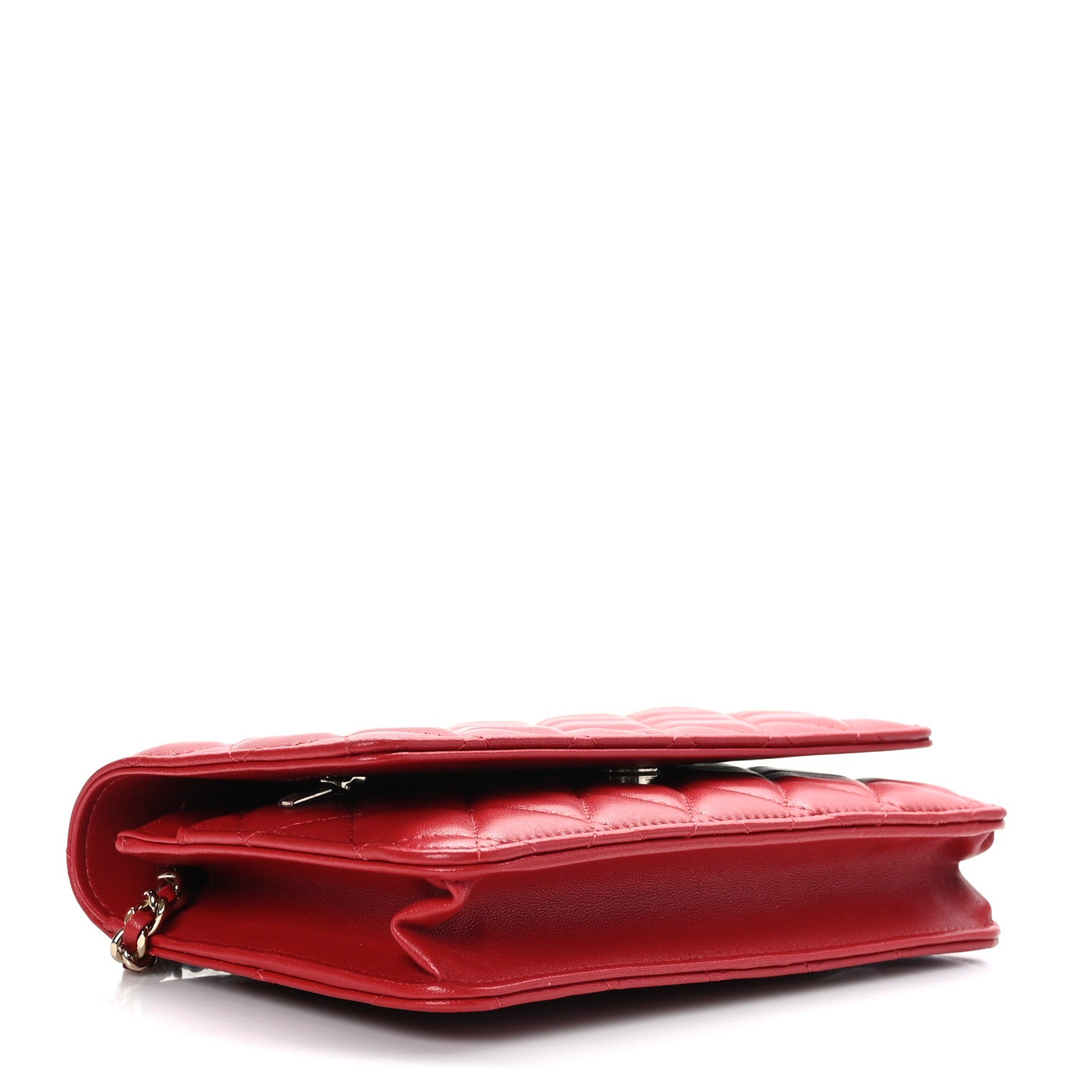 Chanel Lambskin Quilted Wallet On Chain WOC Red 4 of 11