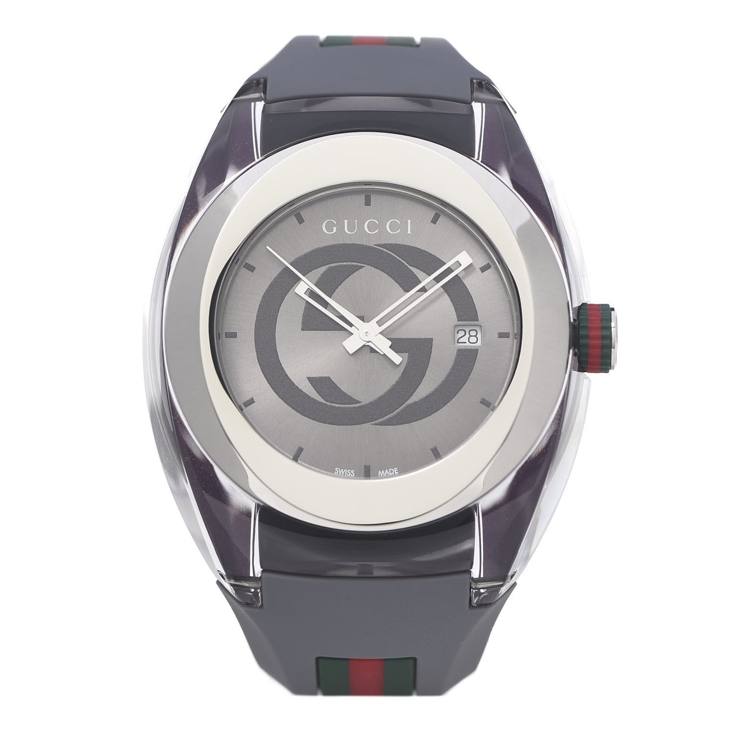 Stainless Steel Rubber 46mm Sync Web Quartz Watch Grey