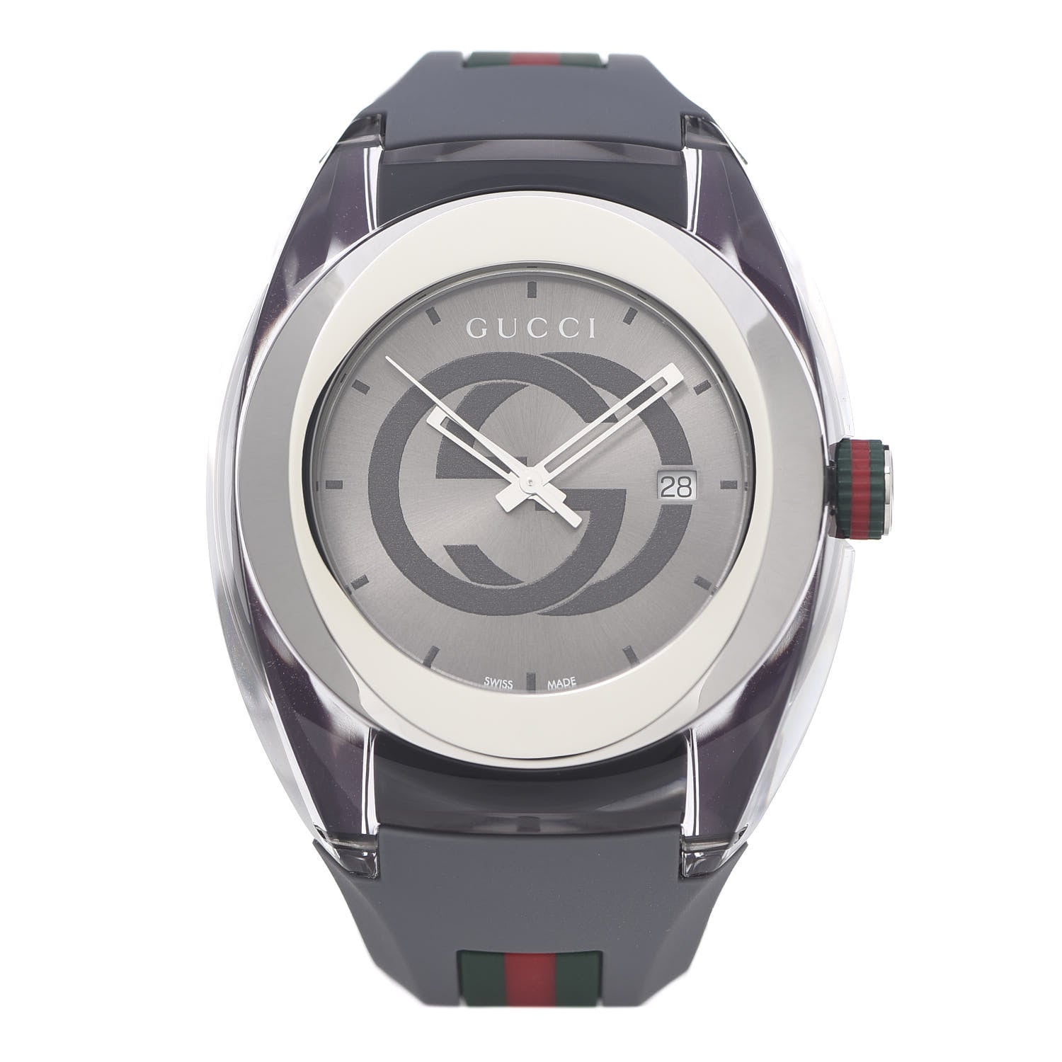 Gucci Stainless Steel Rubber 46mm Sync Web Quartz Watch Grey 1 of 6