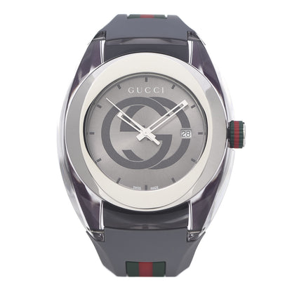 Gucci Stainless Steel Rubber 46mm Sync Web Quartz Watch Grey 1 of 6