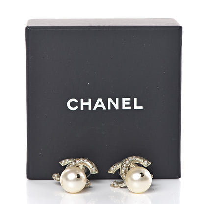 Chanel Pearl CC Drop Earrings Gold 9 of 9