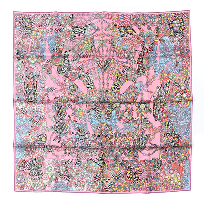 Hermes Silk La Legende de La Foret Scarf 90 Rose Bleu Black 1 of 5
