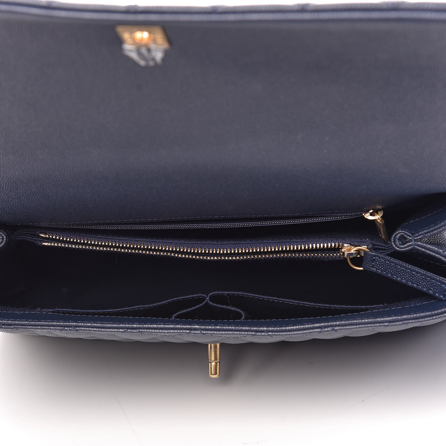 Caviar Quilted Medium Coco Handle Flap Navy Blue