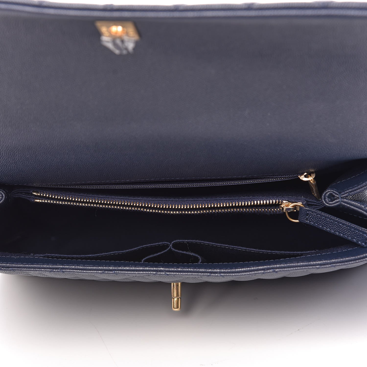 Chanel Caviar Quilted Medium Coco Handle Flap Navy Blue 5 of 13