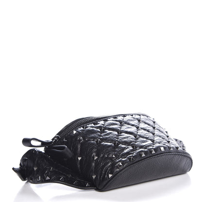 Valentino Garavani Craquele Nappa Rockstud Spike Belt Bag Black 4 of 7