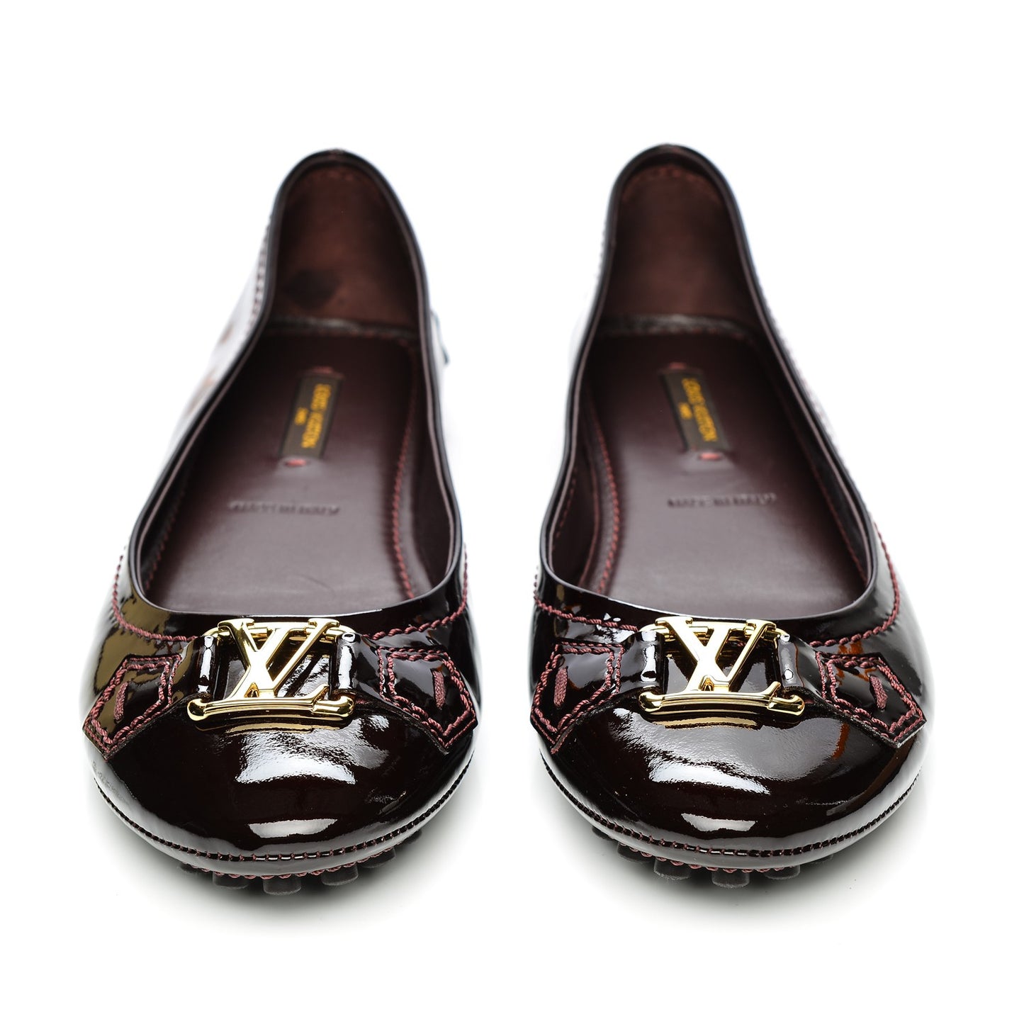 Patent Calfskin Oxford Ballerina Flats 37 Amarante