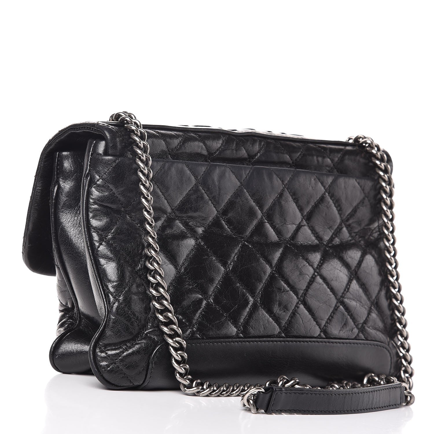 Chanel Aged Calfskin Quilted Tag Flap Black 3 of 8