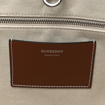 Burberry Canvas Smooth Calfskin Medium Two Tone Freya Tote Black Tan 6 of 8