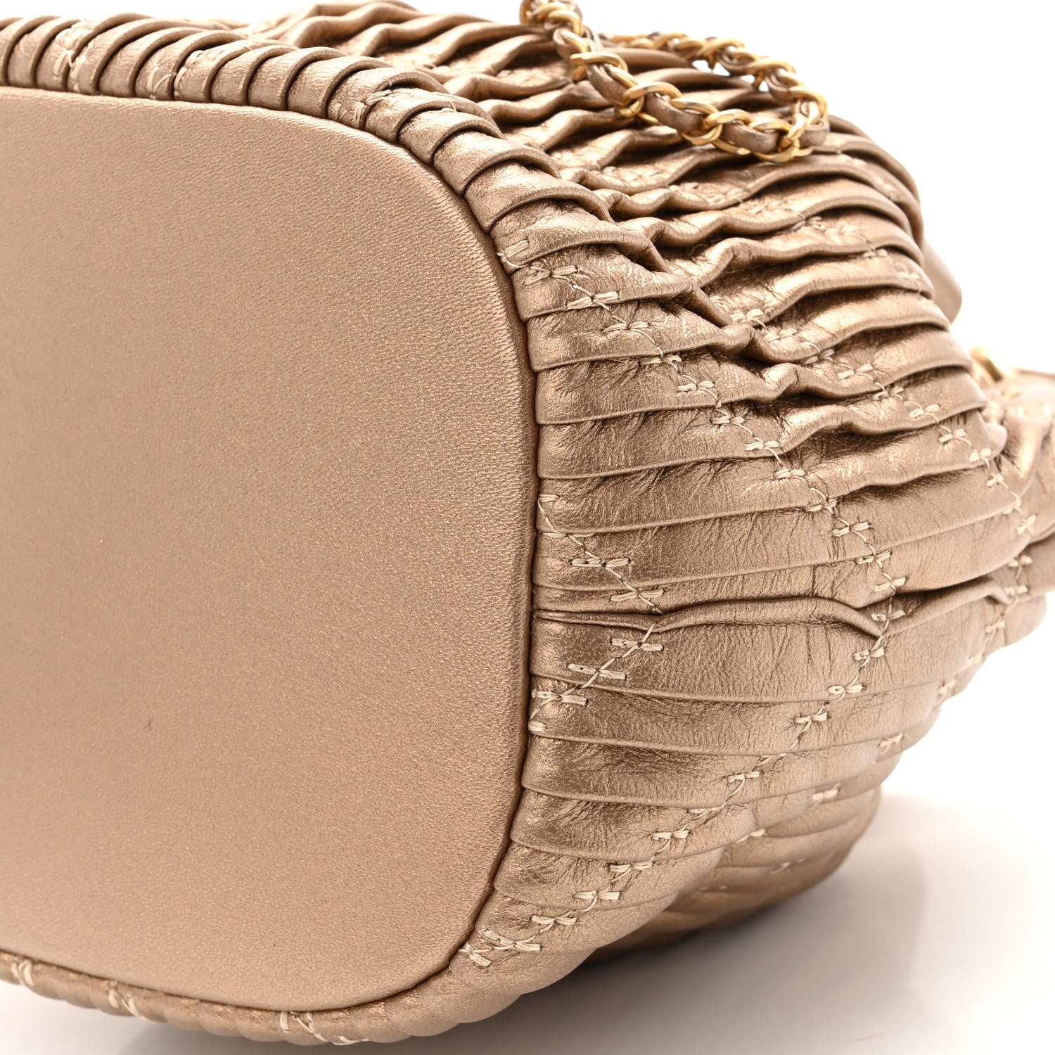 Chanel Metallic Lambskin Small Coco Pleats Drawstring Bag Gold 10 of 10