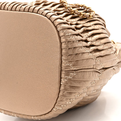 Chanel Metallic Lambskin Small Coco Pleats Drawstring Bag Gold 10 of 10