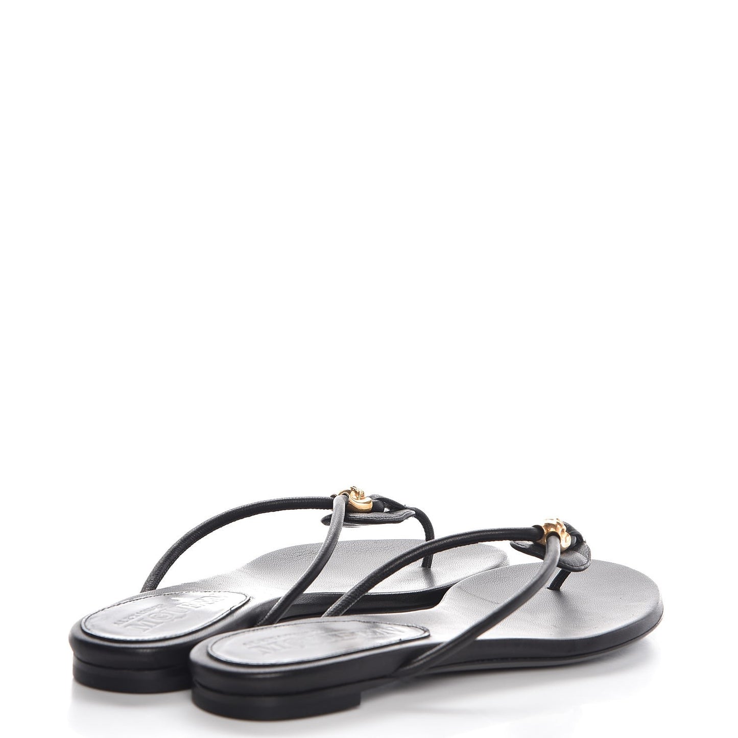 Calfskin Margareth Skull Thong Sandals 37 Black