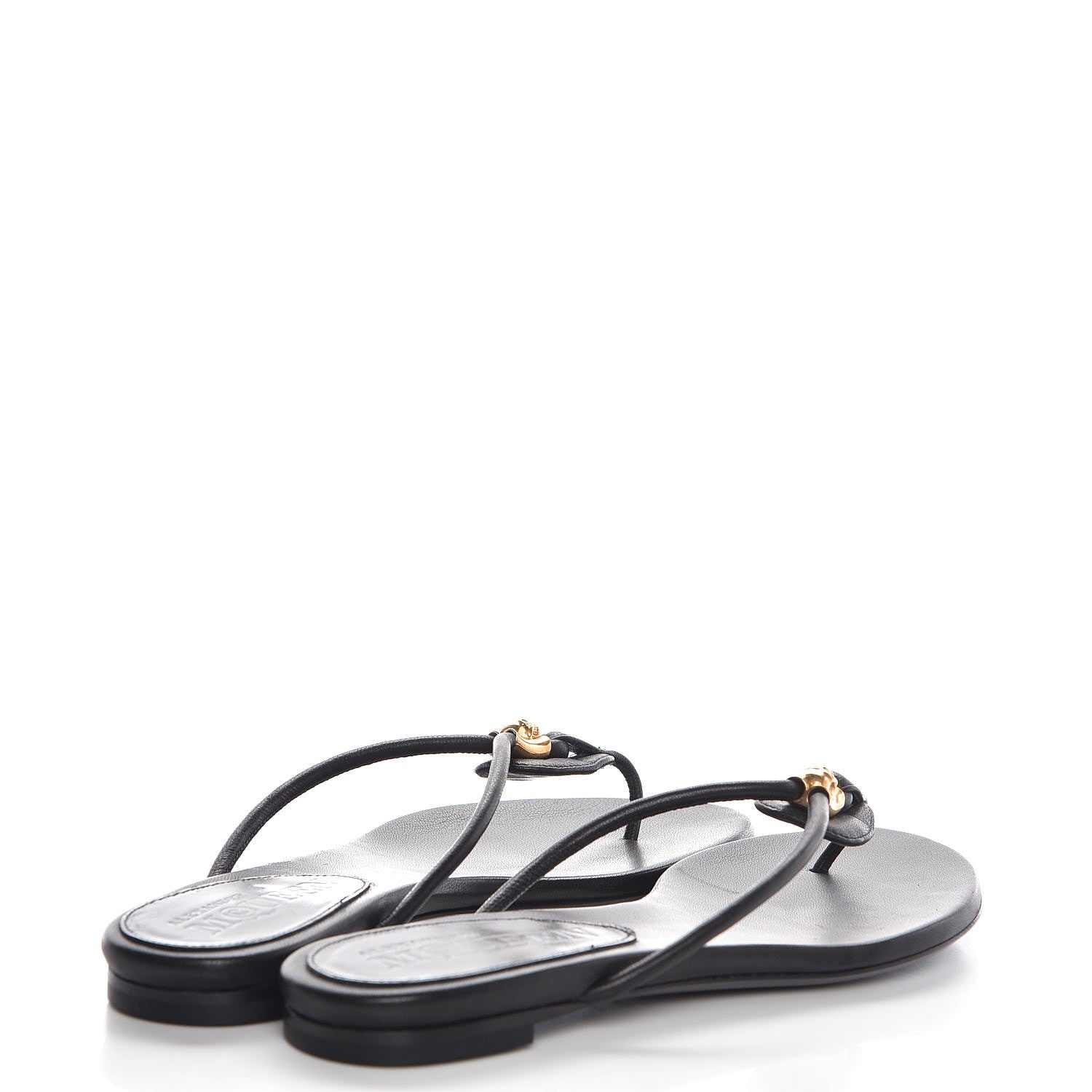 Alexander McQueen Calfskin Margareth Skull Thong Sandals 37 Black 4 of 10