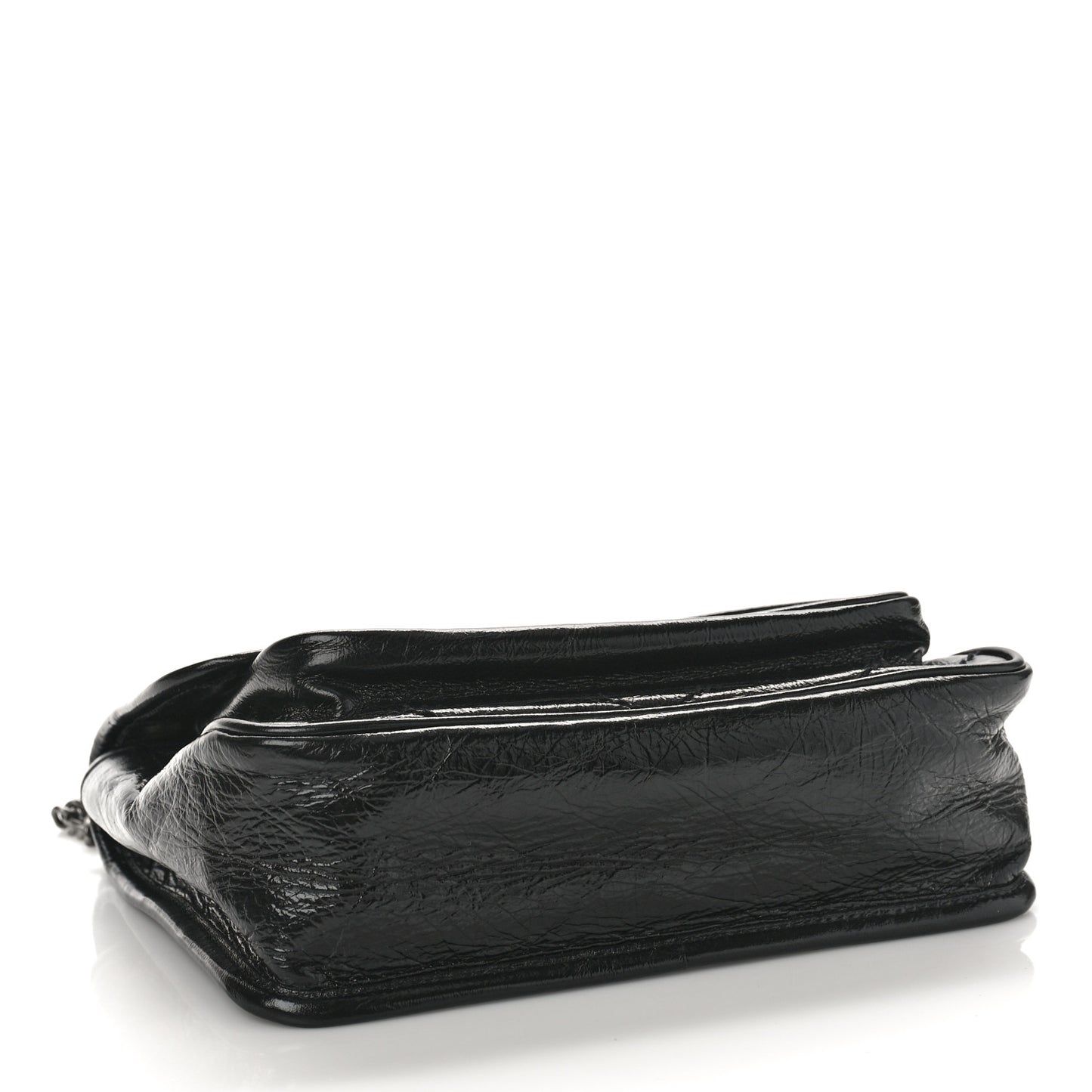 Crinkled Calfskin Matelasse Monogram Baby Niki Chain Satchel Black