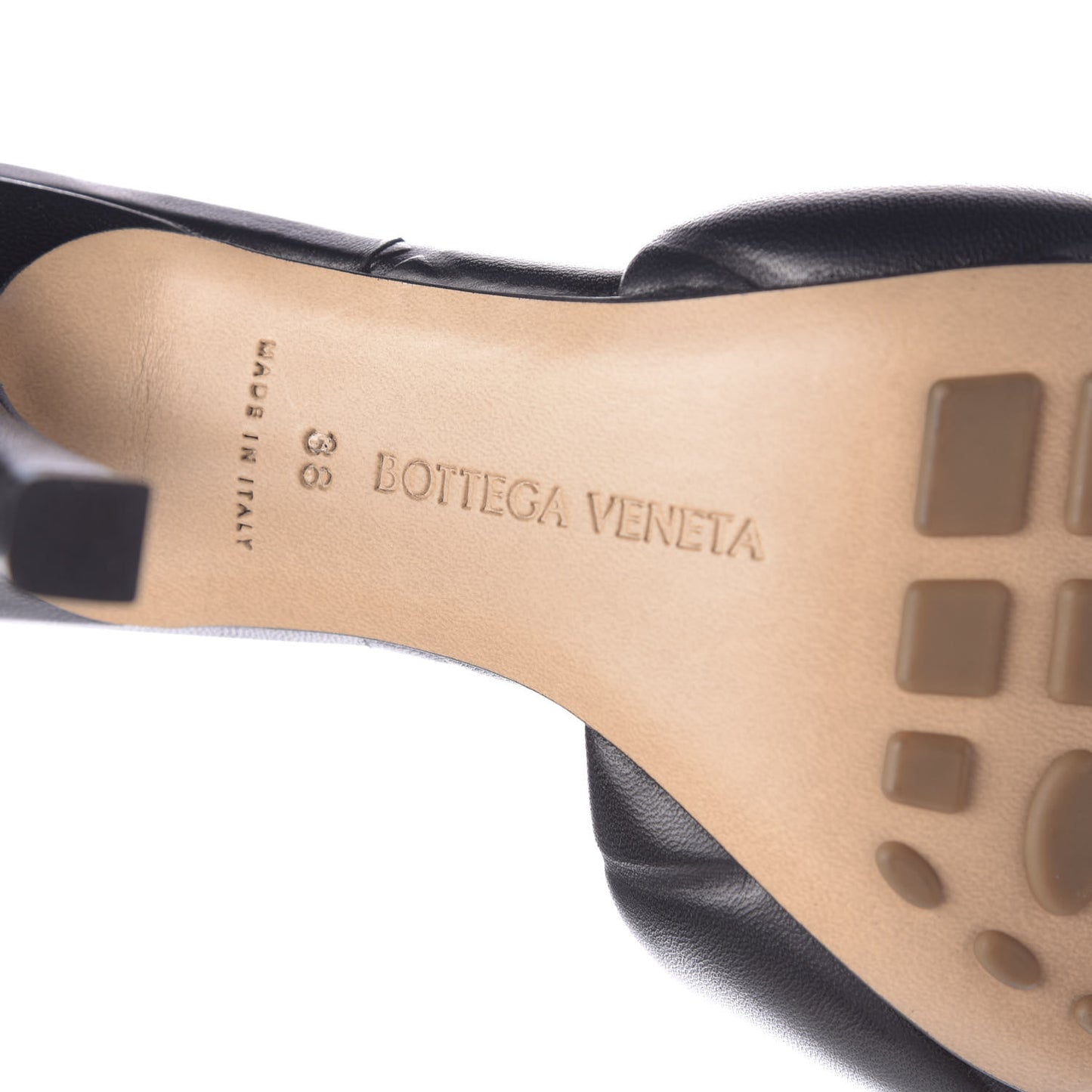 Nappa Quilted Rubber Lido Mule Sandals 38 Black