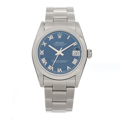 Rolex Stainless Steel 31mm Oyster Perpetual Datejust Watch Blue Roman 78240 1 of 4