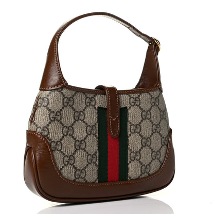 Gucci GG Supreme Monogram Azalea Calfskin Web Mini Jackie 1961 Hobo Beige Ebony Brown Sugar 2 of 6